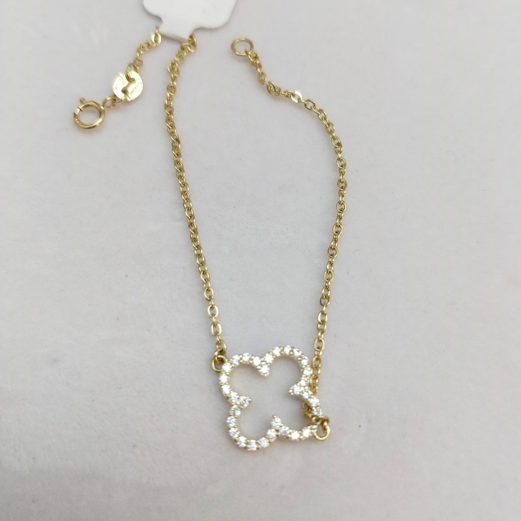 PULSERA TEJIDO ESPECIAL C CIRCONIAS 14K 18 CM 1.8 GR (NUEVO)
