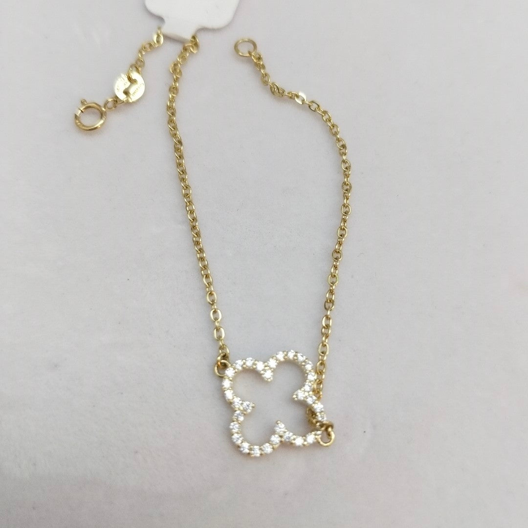 PULSERA TEJIDO ESPECIAL C CIRCONIAS 14K 18 CM 1.8 GR (NUEVO)