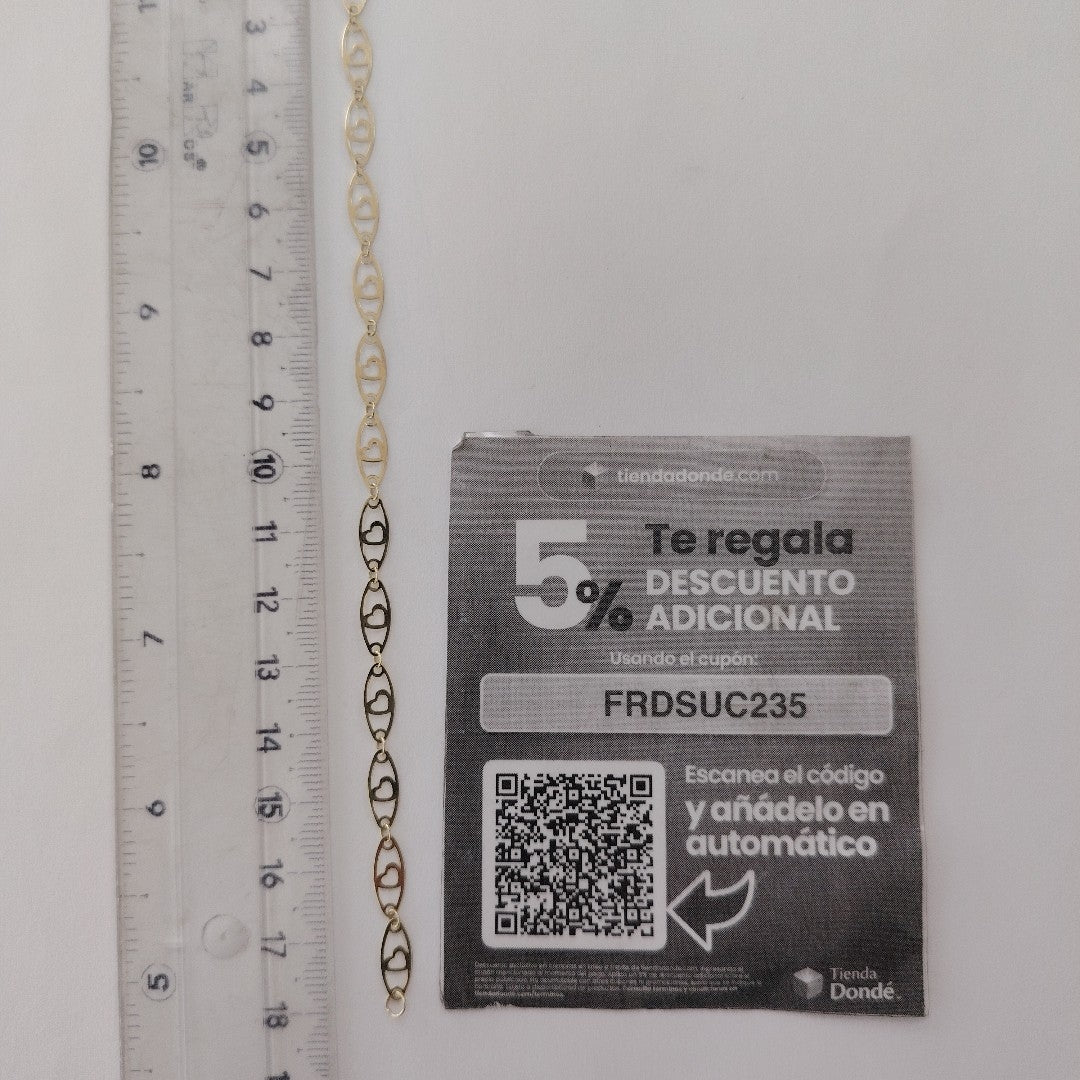 PULSERA TEJIDO ESPECIAL CON CORAZON 14K 18 CM 1.4 GR (NUEVO)