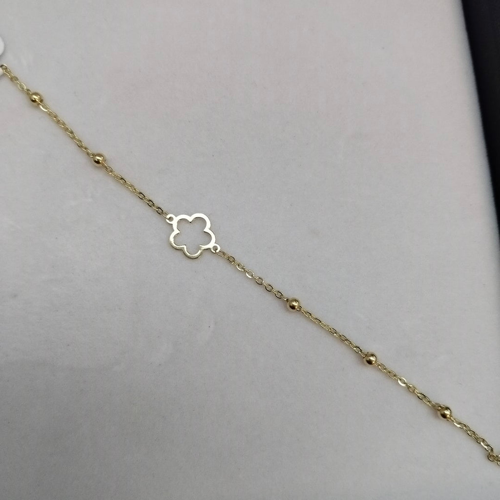 PULSERA TEJIDO ESPECIAL CON FLOR 14K 18 CM 1.6 GR (NUEVO)