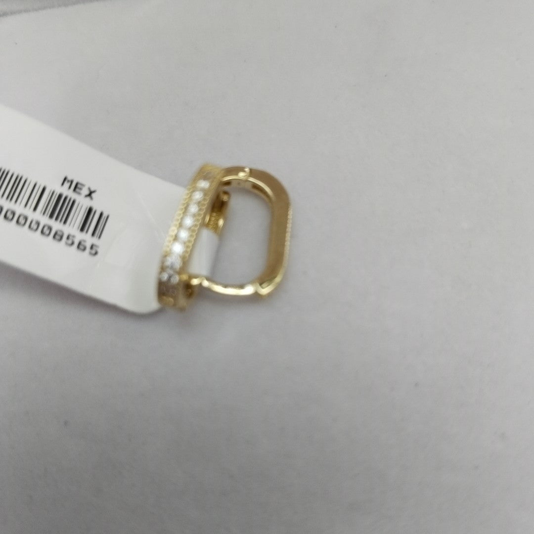 ARETES HUGGIES OVALADA C CIRCONIAS 14K 2.3 GR (NUEVO)