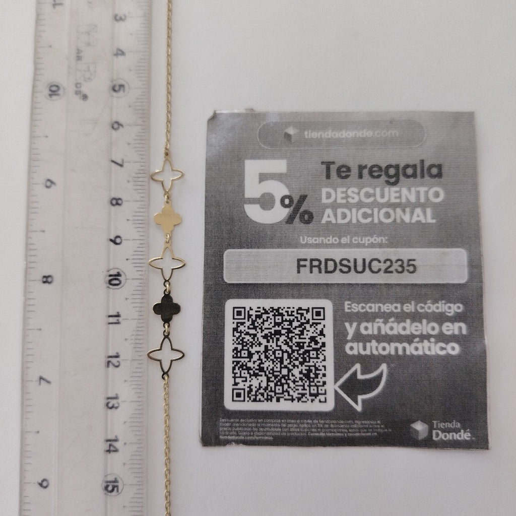 PULSERA TEJIDO ESP CON TREBOL 14K 18 CM 1.6 GR (NUEVO)
