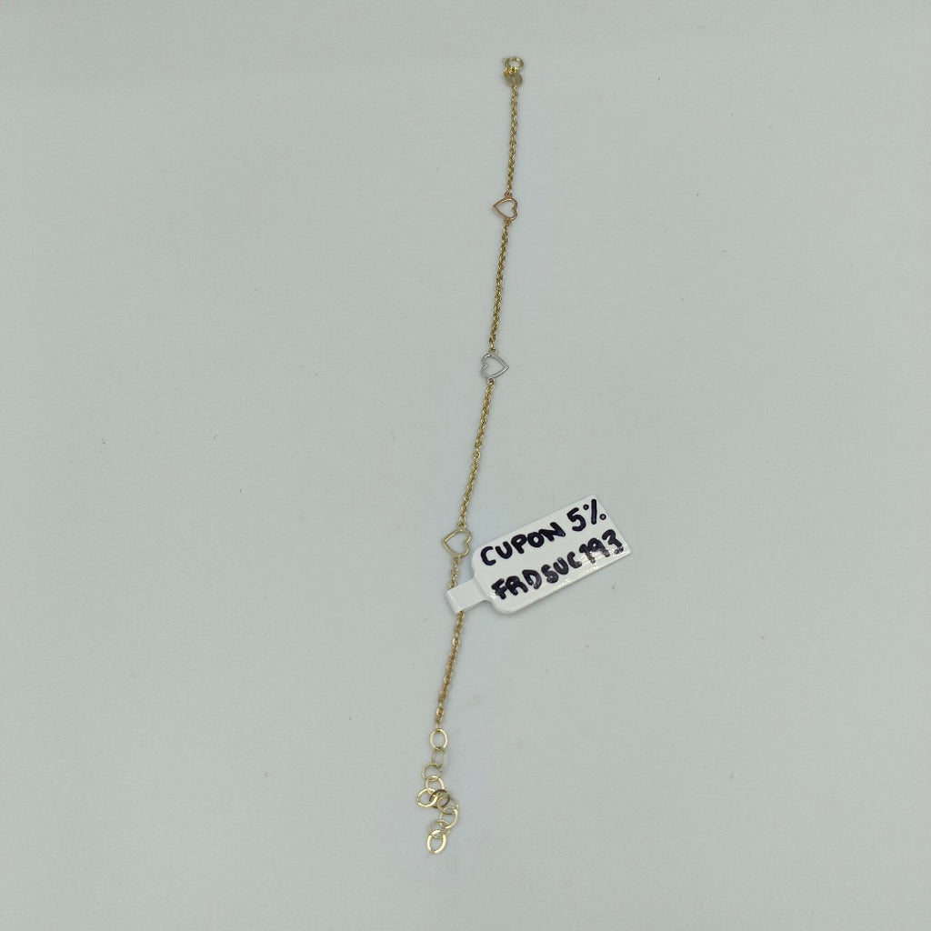 PULSERA ESPECIAL CON CORAZONES 10K 18 CM 1.3 GR (NUEVO)