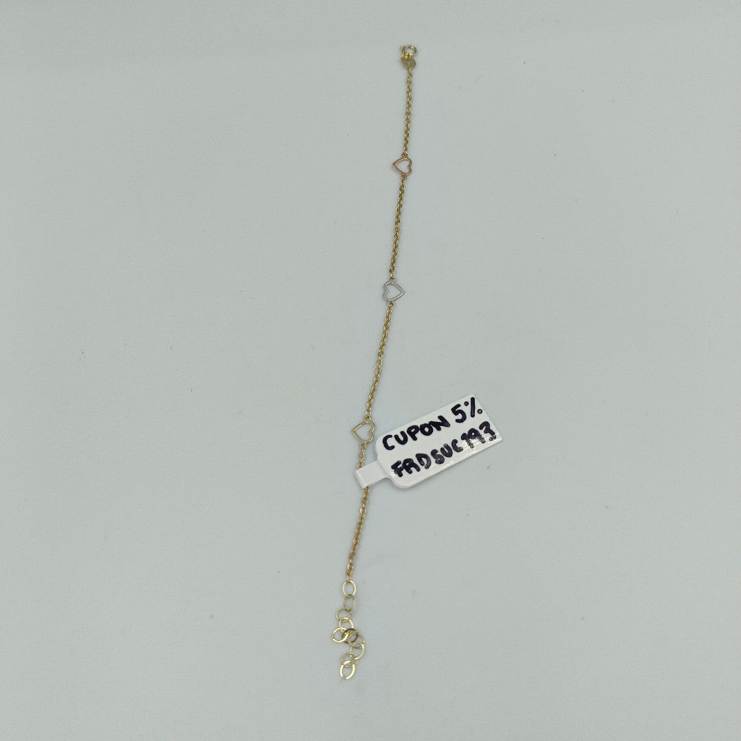 PULSERA ESPECIAL CON CORAZONES 10K 18 CM 1.3 GR (NUEVO)