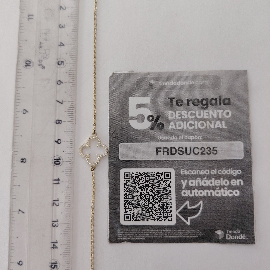 PULSERA TEJIDO ESPECIAL C CIRCONIAS 14K 18 CM 1.8 GR (NUEVO)