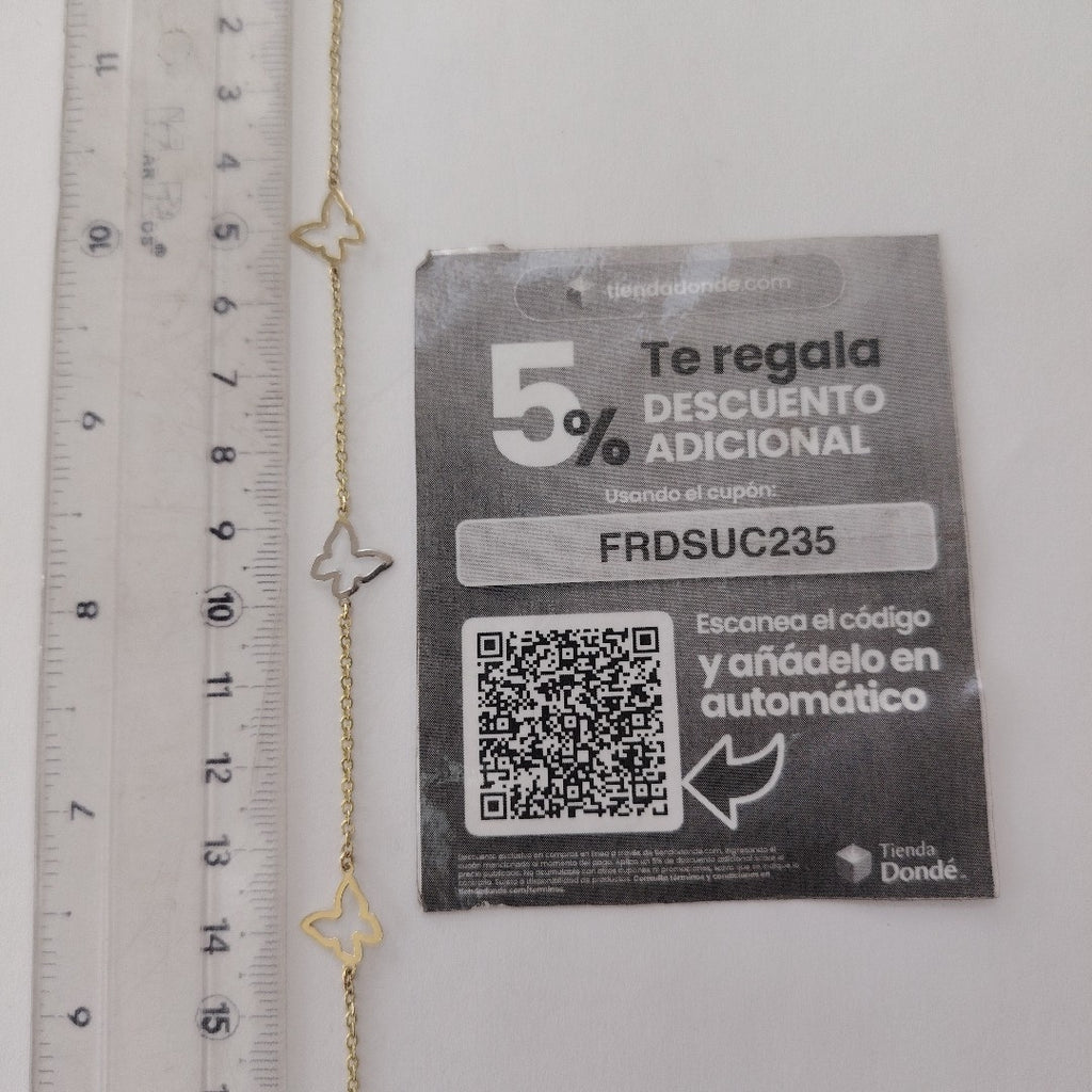 PULSERA ESPECIAL C MARIPOSAS 14K 18 CM 1.7 GR (NUEVO)