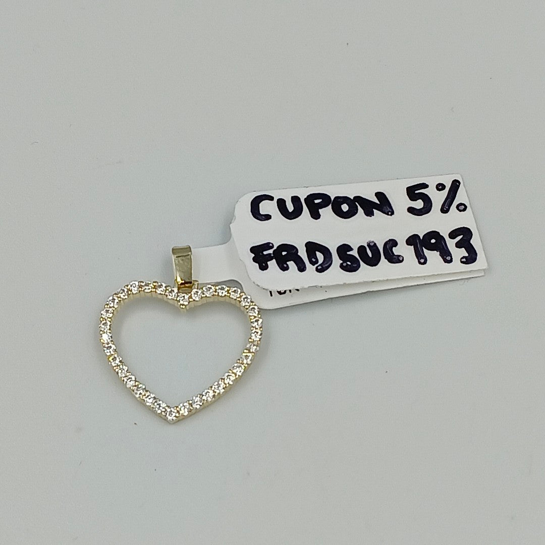 DIJE CORAZON CON CIRCONIAS 10K 1.2 GR (NUEVO)