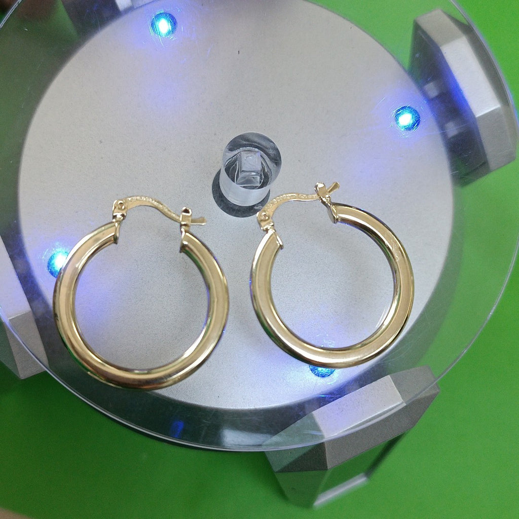 ARETES TEJIDO ARRACADA LISA 14K 2 GR (NUEVO)