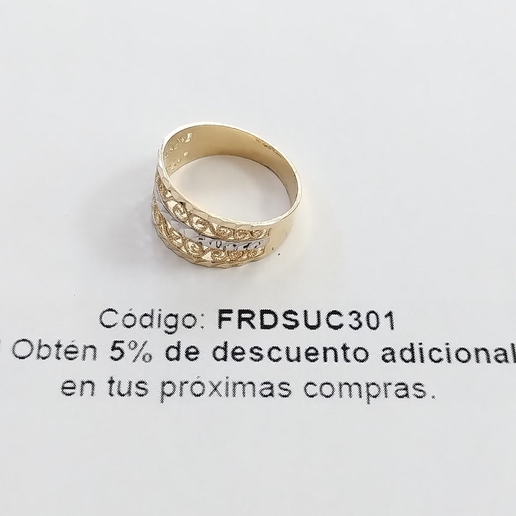 ANILLOS TIPO FILIGRANA COMBINADO 14K TALLA 8 2.7 GR (NUEVO)