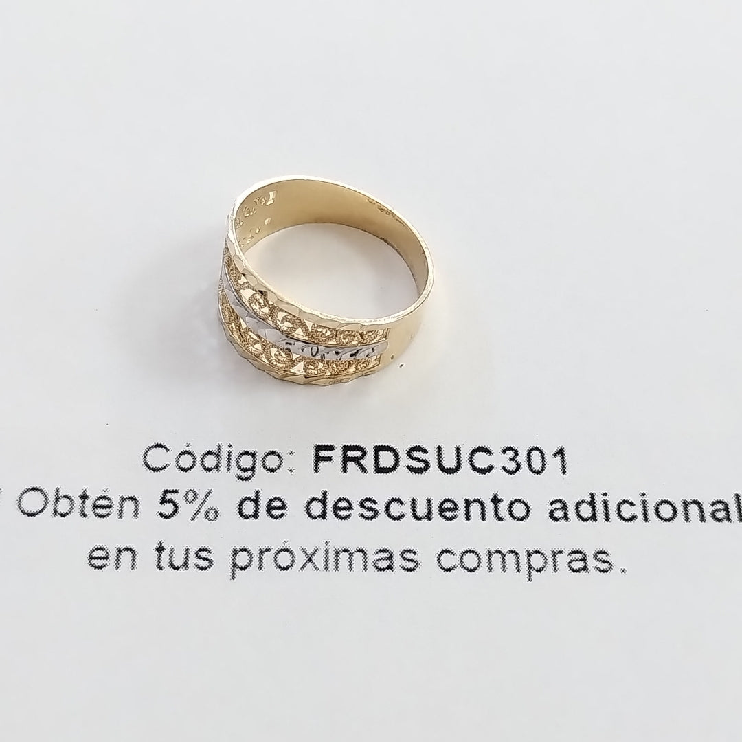 ANILLOS TIPO FILIGRANA COMBINADO 14K TALLA 8 2.7 GR (NUEVO)