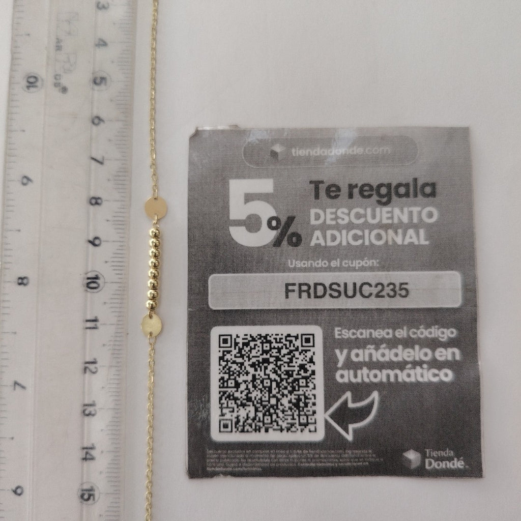 PULSERA TEJIDO ESPECIAL CON BOLITAS 14K 18 CM 1.7 GR (NUEVO)