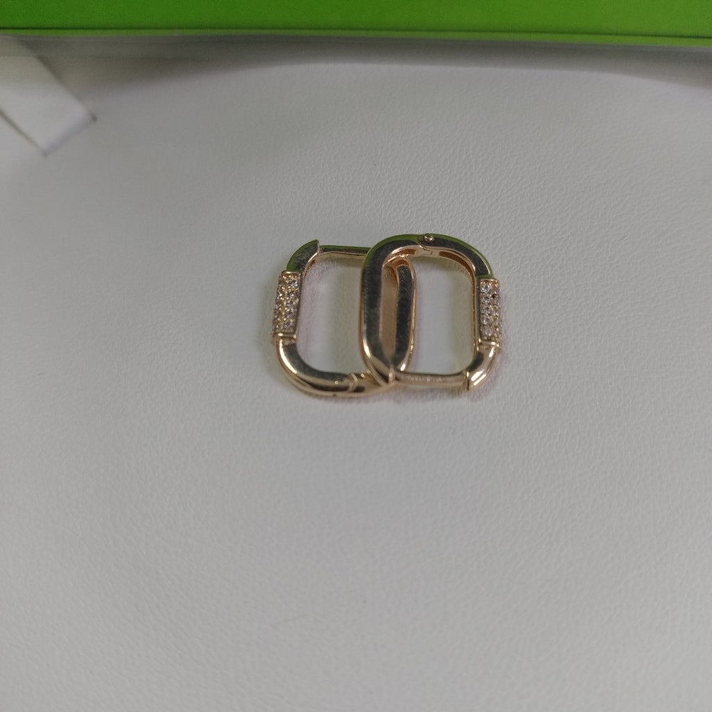 ARETES HUGGIES OVALADA C CIRCONIAS 14K 2.4 GR (NUEVO)
