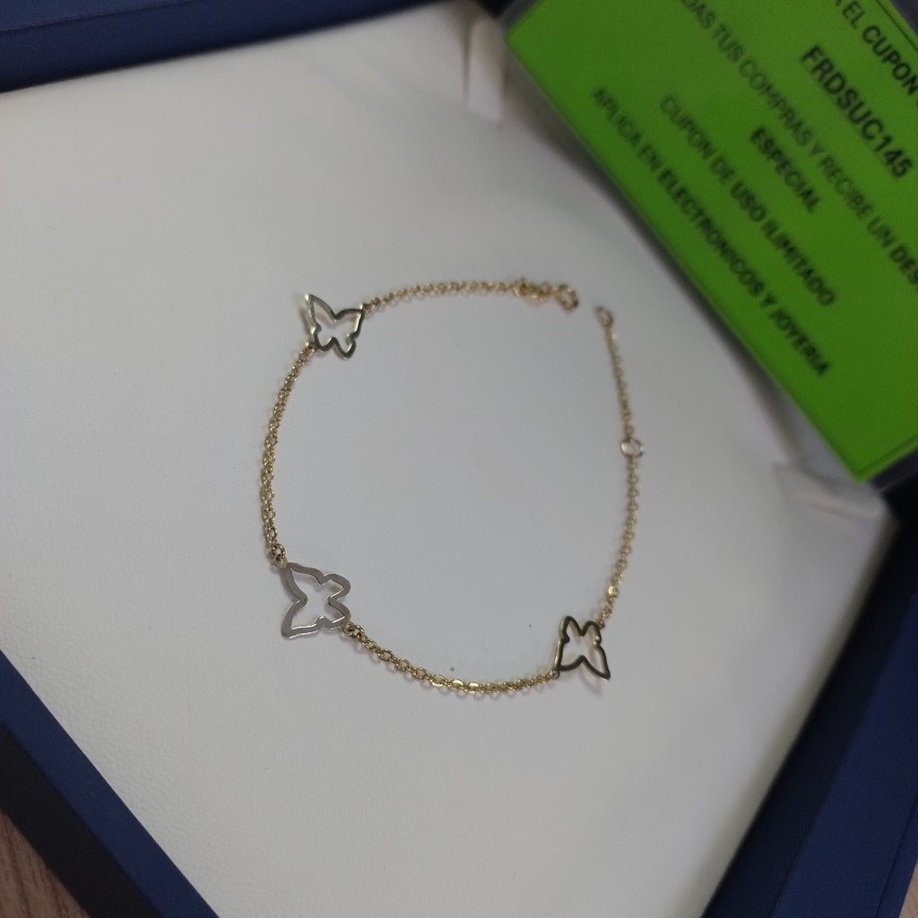 PULSERA ESPECIAL C MARIPOSAS 14K 18 CM 1.7 GR (NUEVO)