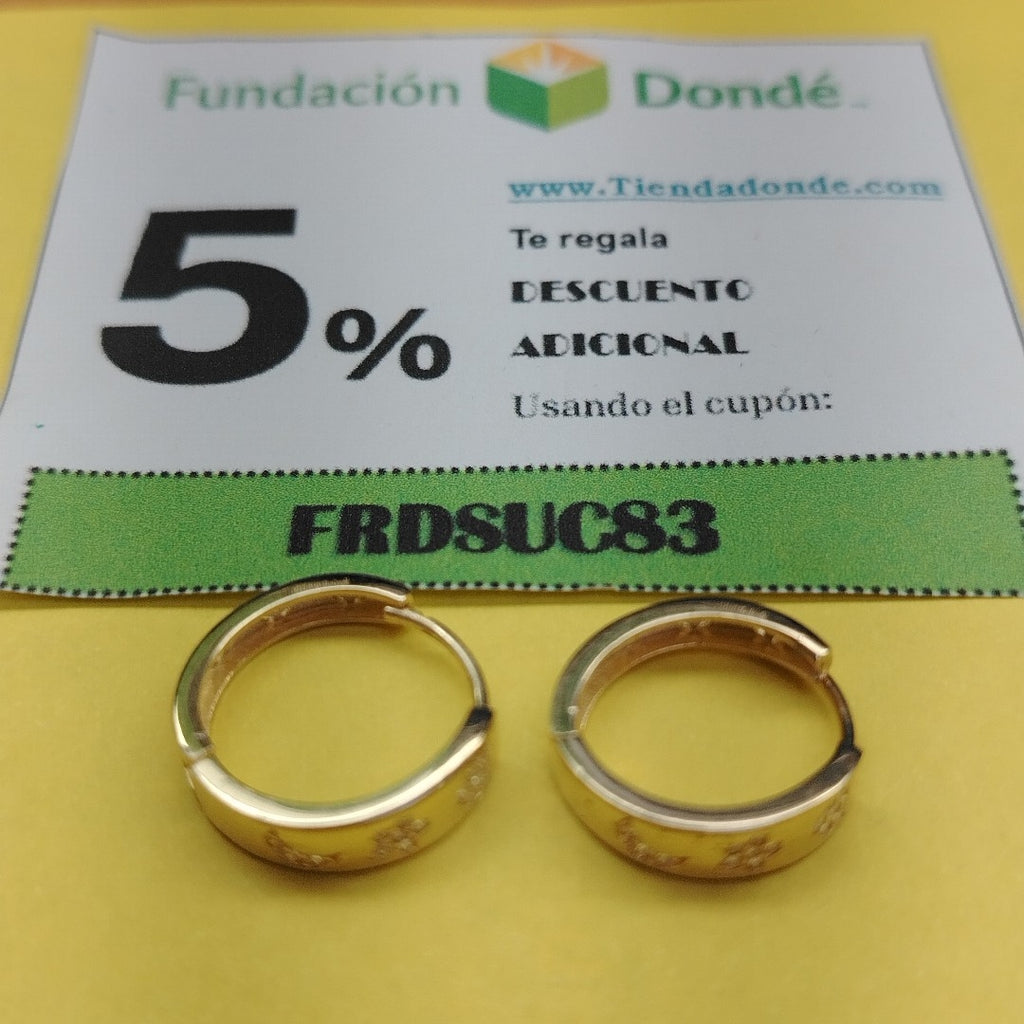 ARETES TEJIDO HUGGIES CON CIRCONIAS 14K 2.9 GR (NUEVO)