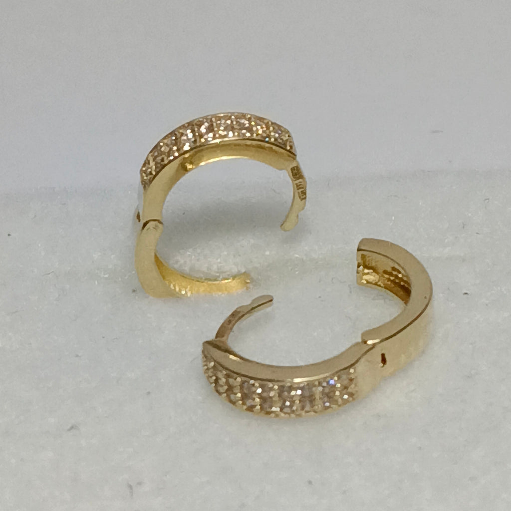 ARETES HUGGIES C CIRCONIAS 14K 2.2 GR (NUEVO)