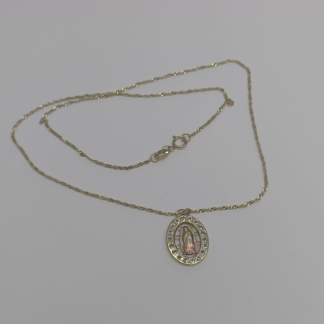 CADENA, MEDALLA RELIGIOSA ORO 10 K 2.1 GRMS (SEMINUEVO)