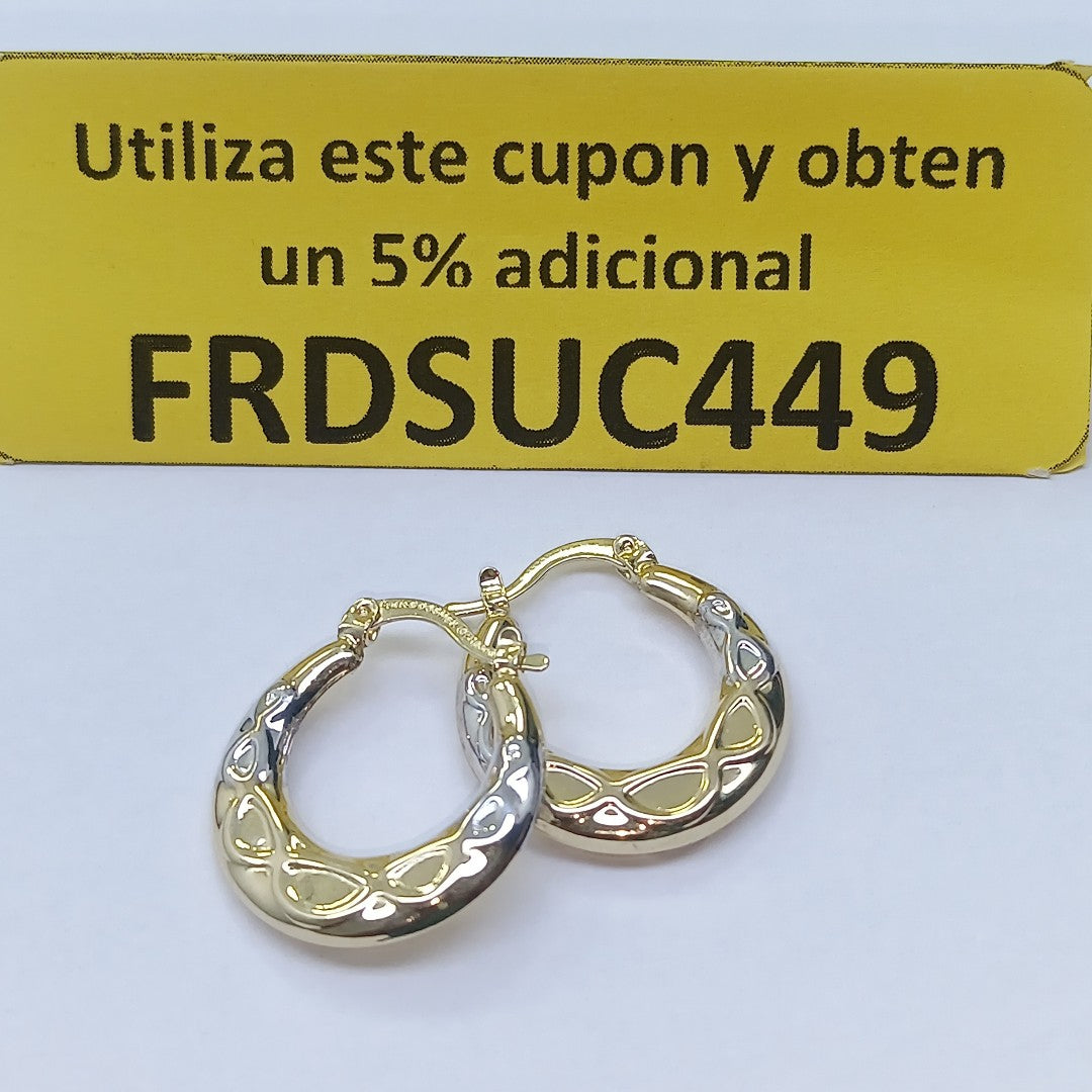 ARETES ARRACADAS COMBINADAS CON INFINITO 14K 2.2 GR (NUEVO)