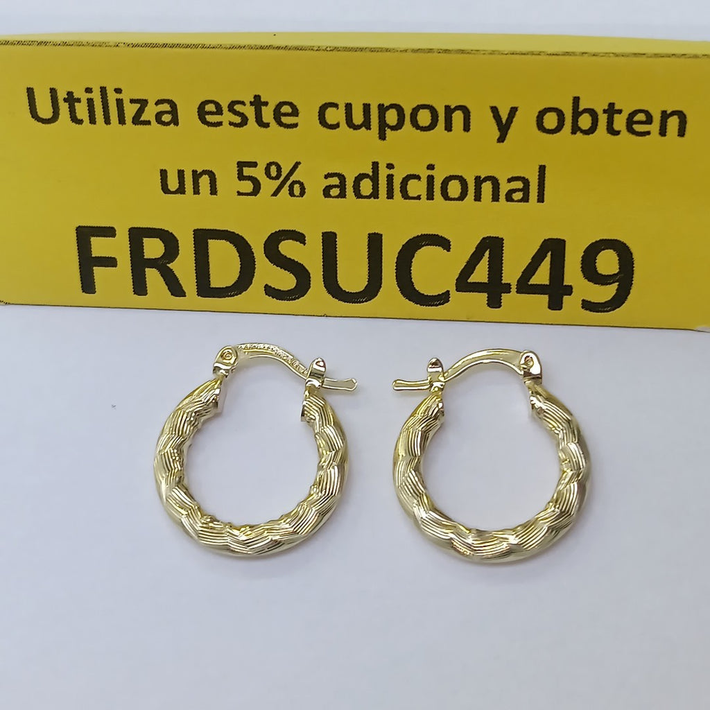 ARETES TEJIDO ARRACADAS ASTRIADAS 14K 1.9 GR (NUEVO)