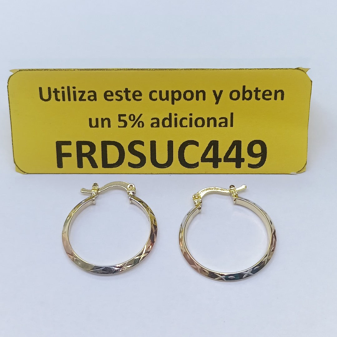 ARETES TEJIDO ARRACADAS BISELADAS COMBINADAS 14K 1.3 GR (NUEVO)