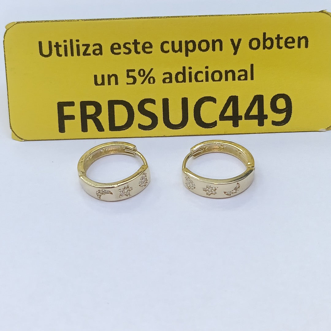 ARETES TEJIDO HUGGIES CON CIRCONIAS 14K 2.9 GR (NUEVO)
