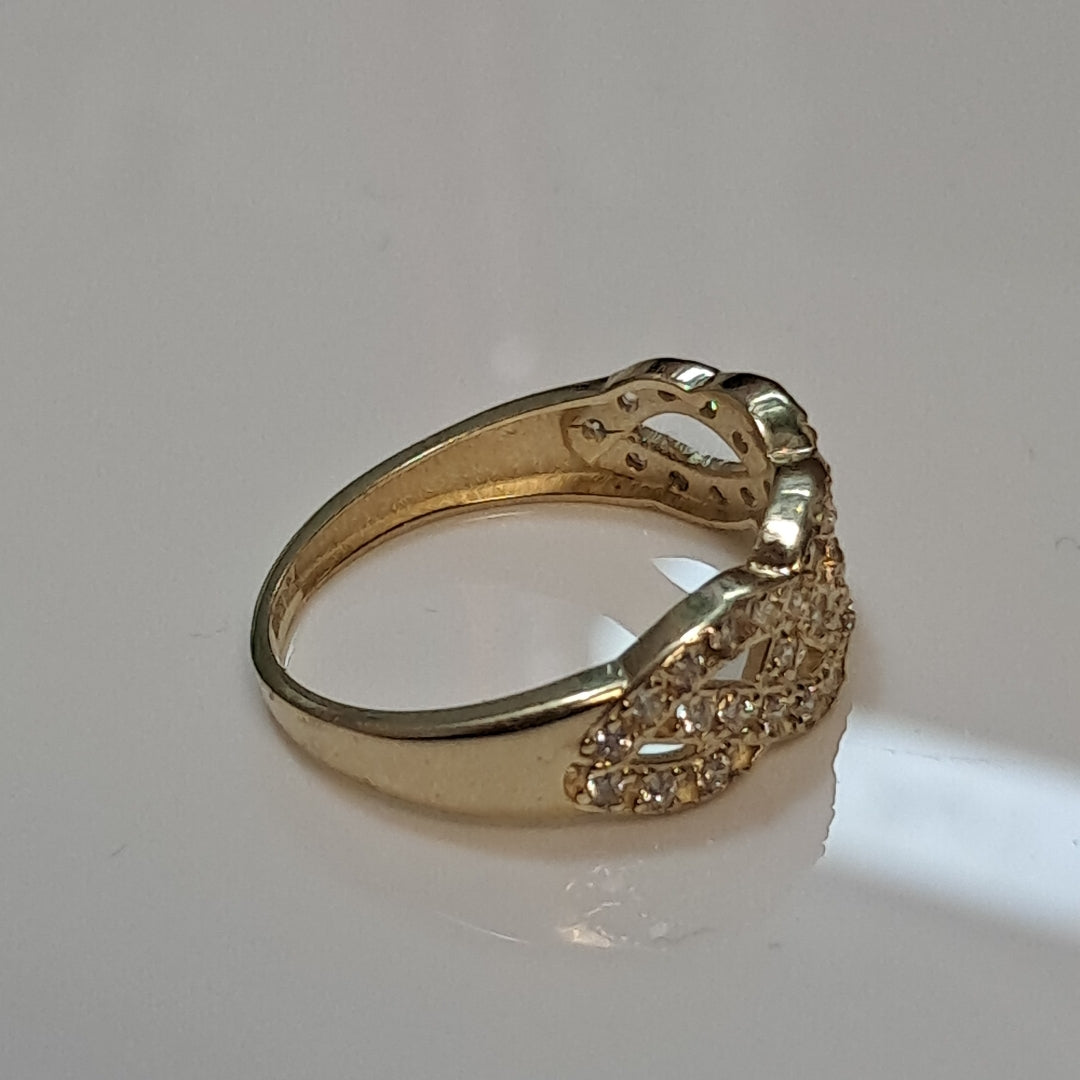 ANILLOS TRENZADO CON CIRCONIAS 14K TALLA 7 2.2 GR (NUEVO)