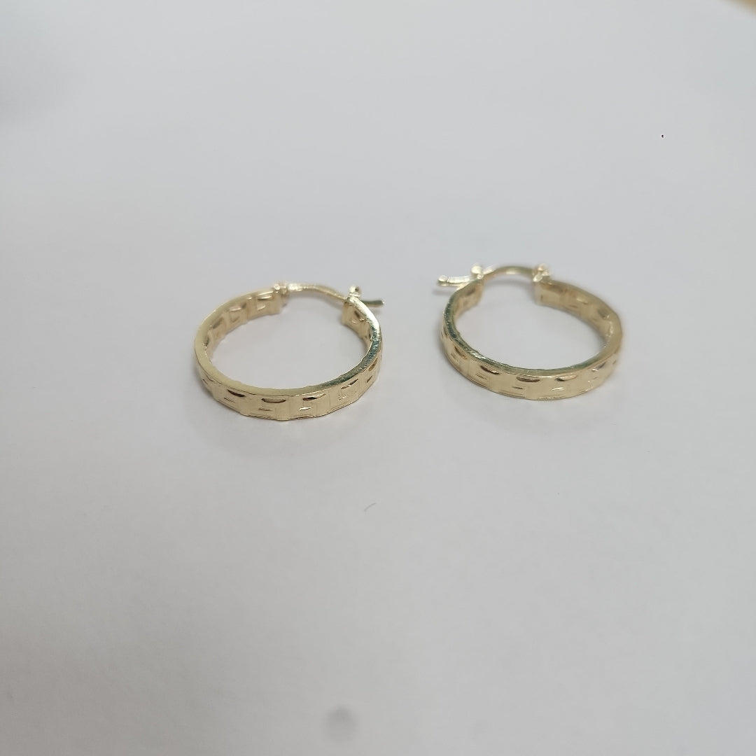 ARETES TEJIDO ARRACADAS TIPO GRECAS 14K 2.1 GR (NUEVO)