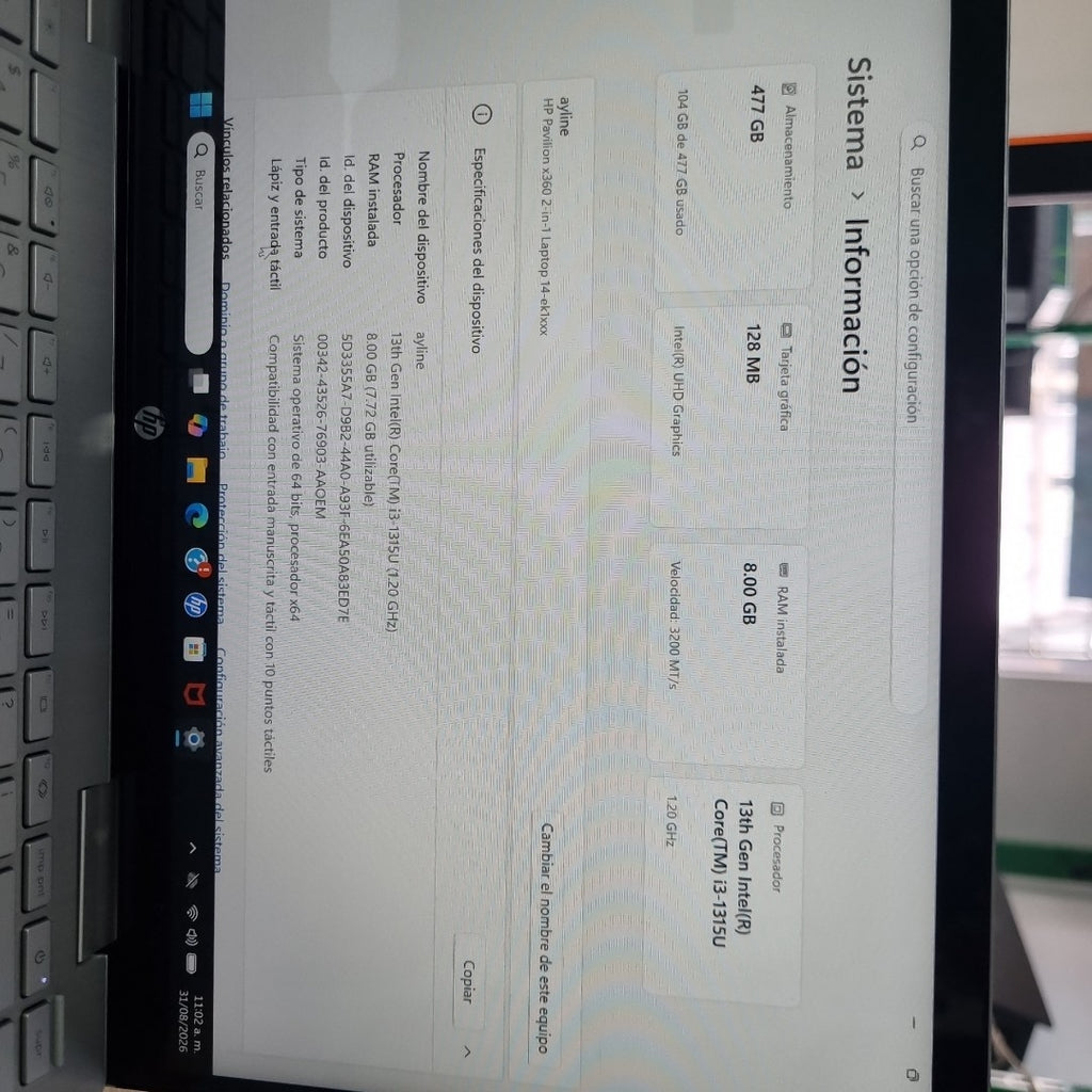 LAPTOP HP PAVILION X360 14-EK1013LA (2 EN 1) (2025) 512 GB SSD 8 GB RAM (SEMINUEVO)