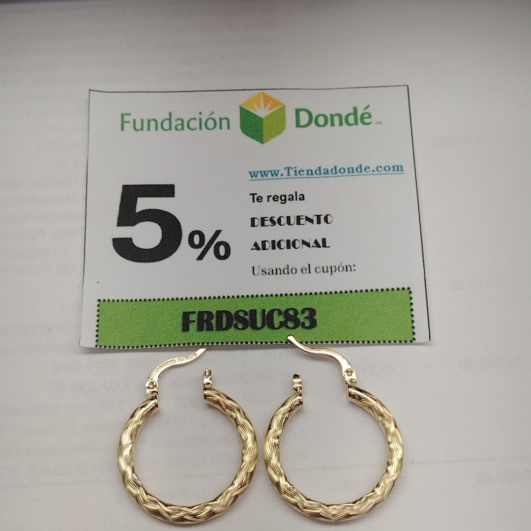 ARETES TEJIDO ARRACADA LABRADA 14K 2.7 GR (NUEVO)