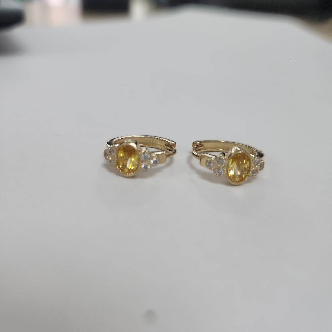 ARETES ARRACADAS CON CIRCONIAS Y PDRAS COL 14K 3.2 GR (NUEVO)