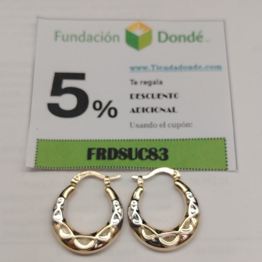 ARETES ARRACADAS COMBINADAS CON INFINITO 14K 2.3 GR (NUEVO)