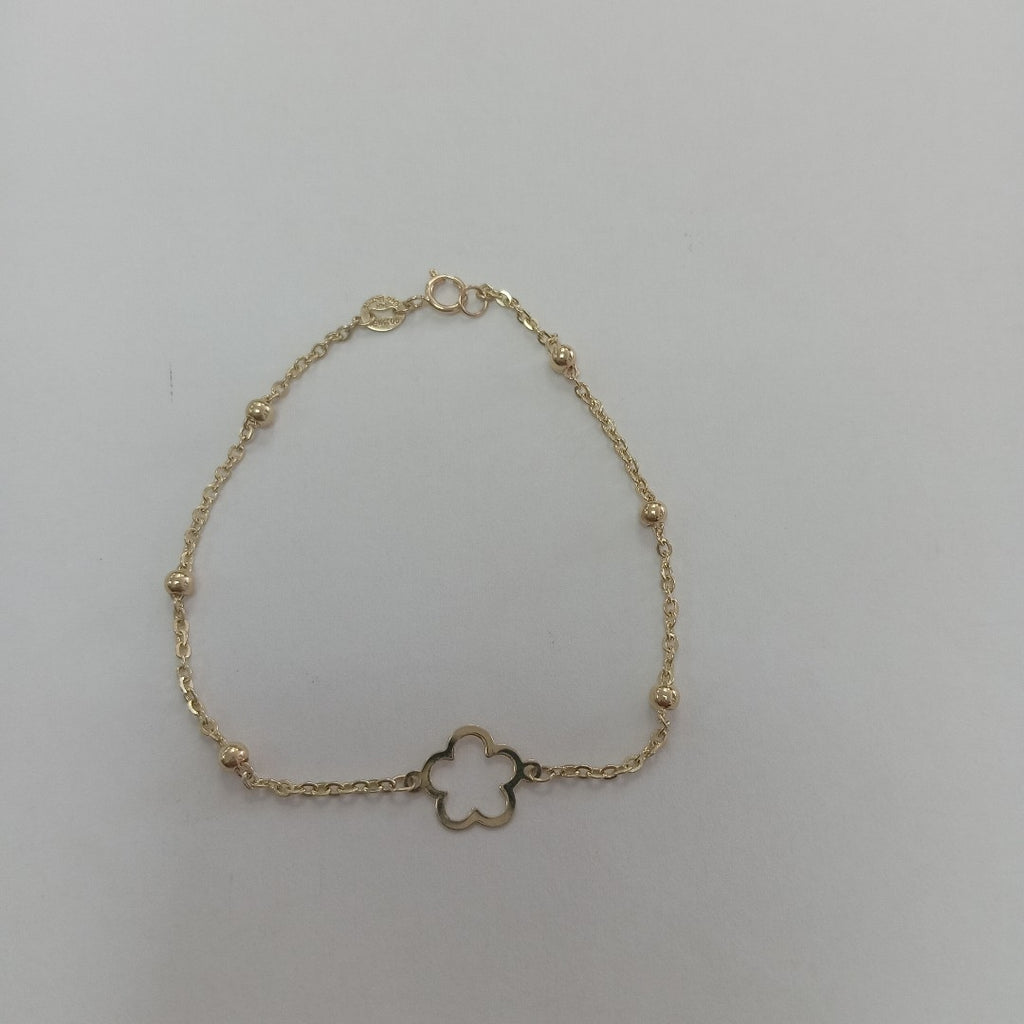 PULSERA TEJIDO ESPECIAL CON FLOR 14K 18 CM 1.6 GR (NUEVO)