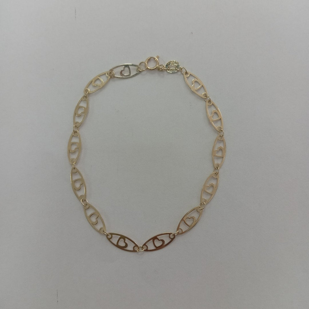 PULSERA TEJIDO ESPECIAL CON CORAZON 14K 18 CM 1.4 GR (NUEVO)