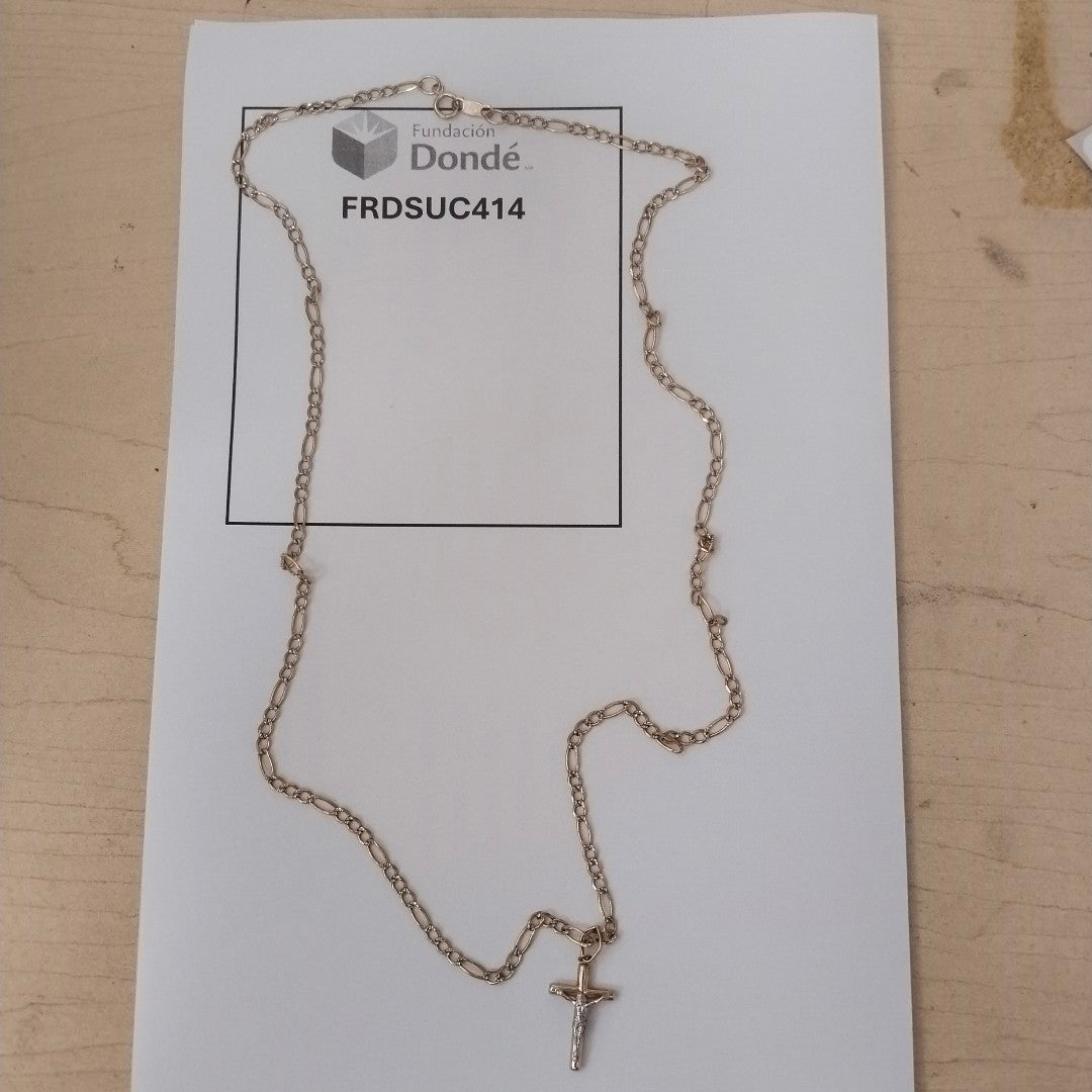 CADENA, CRUZ ORO, ORO BLANCO, RODIADO 10 K 4.8 GRMS (SEMINUEVO)
