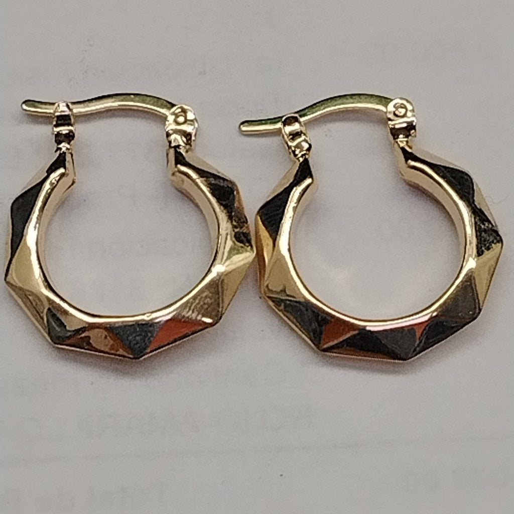 ARETES TEJIDO ARRACADAS FACETADAS 14K 1.8 GR (NUEVO)
