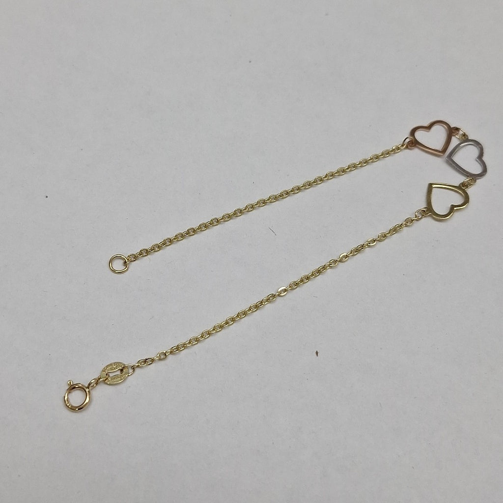 PULSERA ESPECIAL CON CORAZONES 14K 18 CM 1.4 GR (NUEVO)