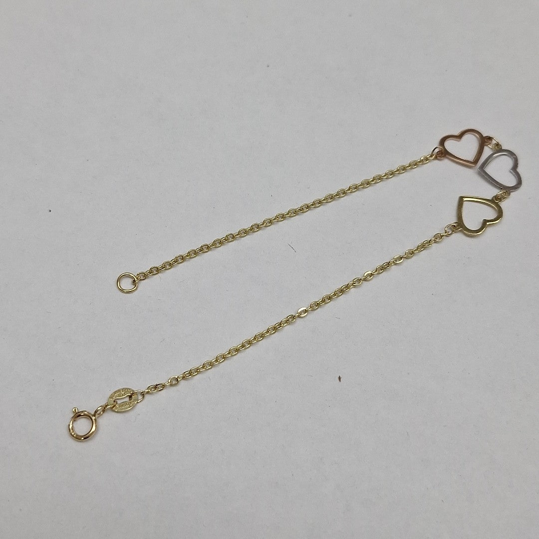 PULSERA ESPECIAL CON CORAZONES 14K 18 CM 1.4 GR (NUEVO)
