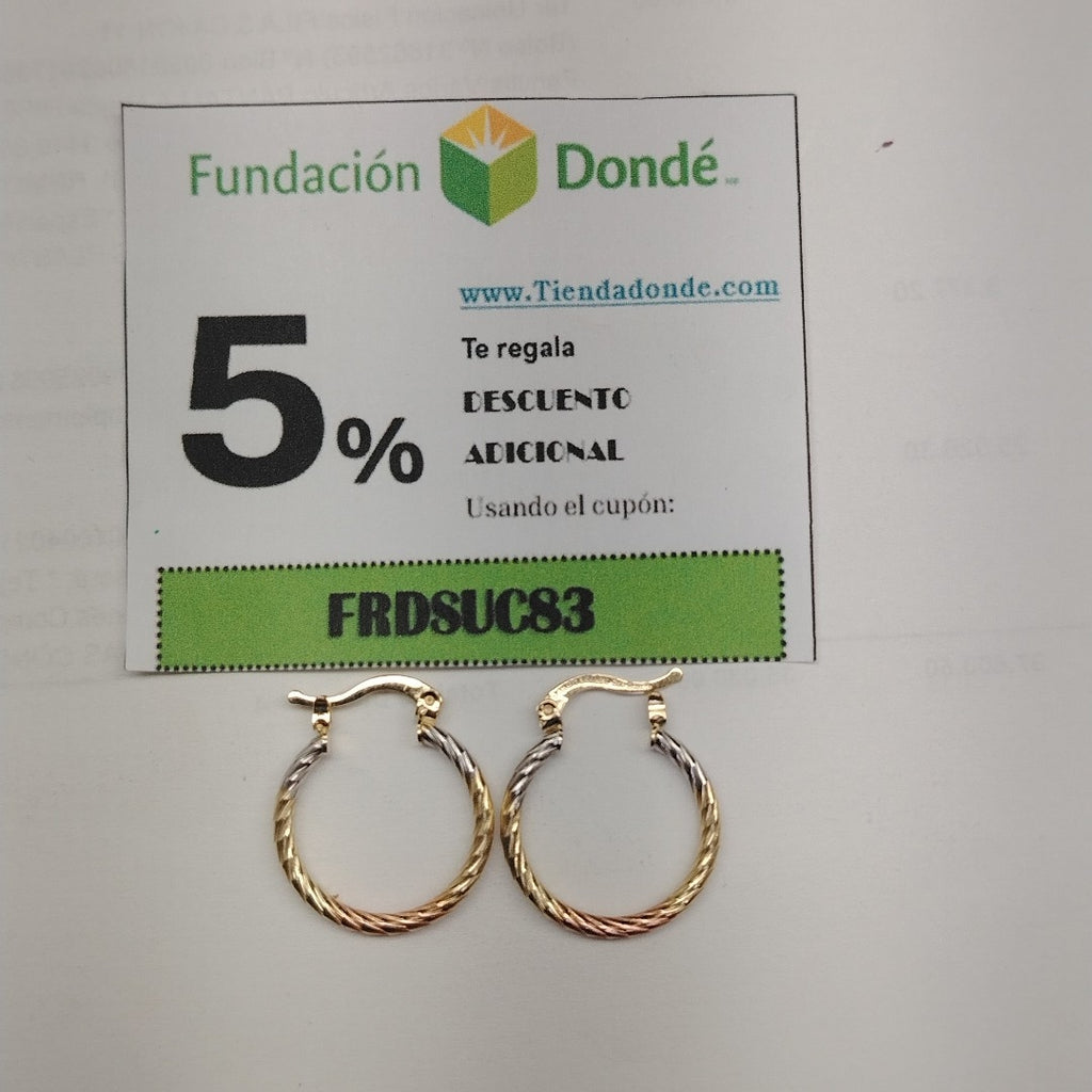 ARETES TEJIDO ARRACADAS TZL COMBINADAS 14K 1.8 GR (NUEVO)