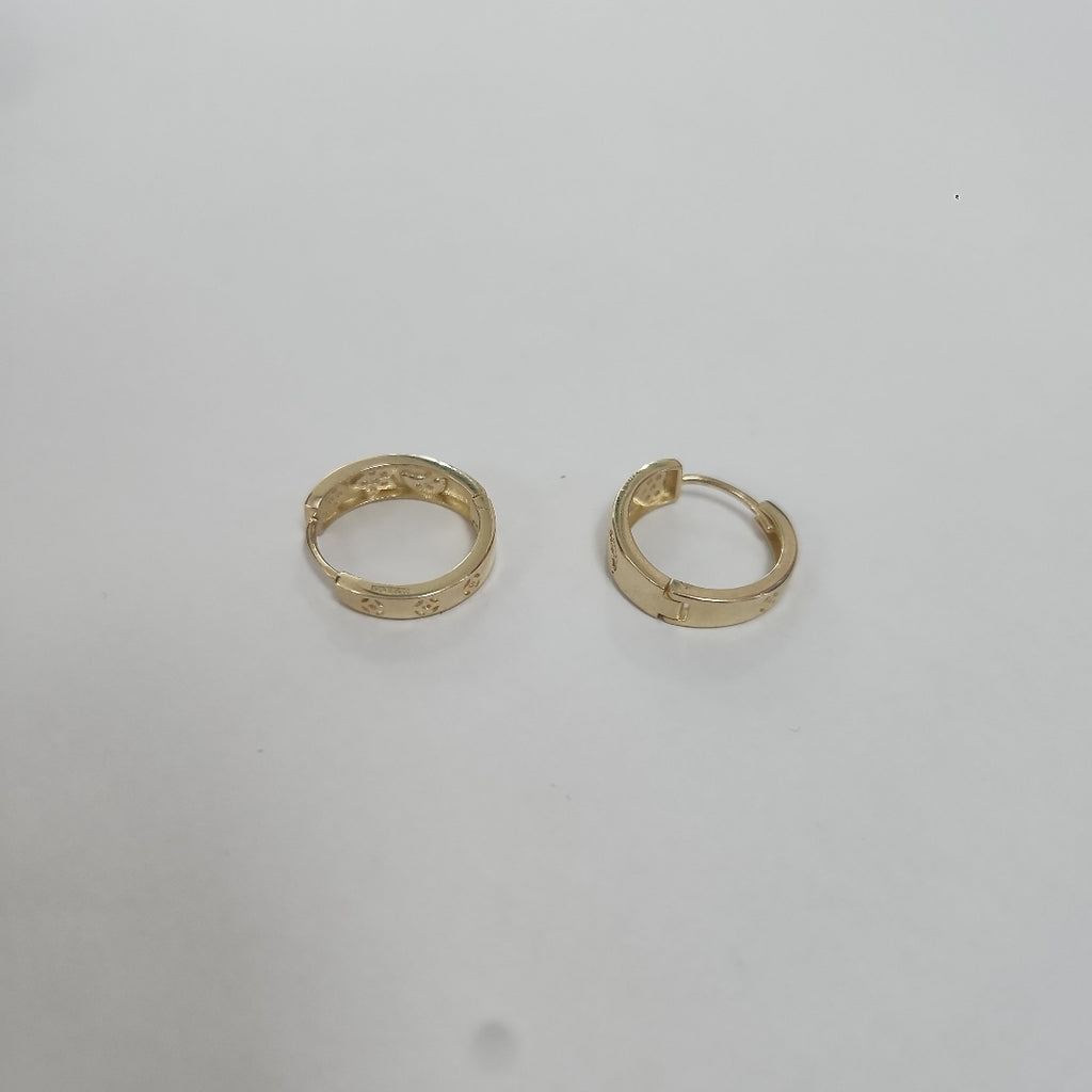 ARETES TEJIDO HUGGIES CON CIRCONIAS 14K 3 GR (NUEVO)
