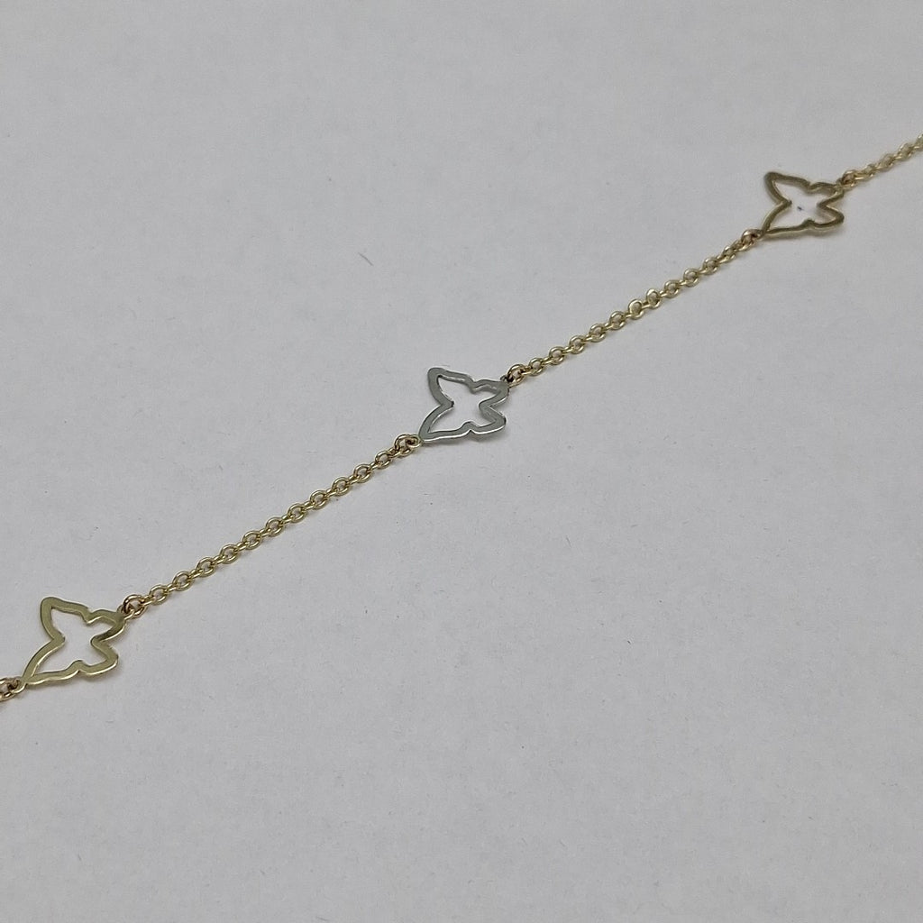 PULSERA ESPECIAL C MARIPOSAS 14K 18 CM 1.7 GR (NUEVO)
