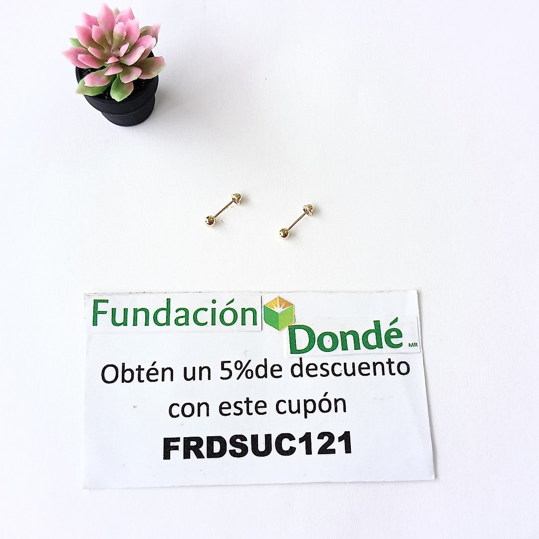 BROQUELES BROQUEL FIG ESFERA 14K 0.1408 GR (NUEVO)