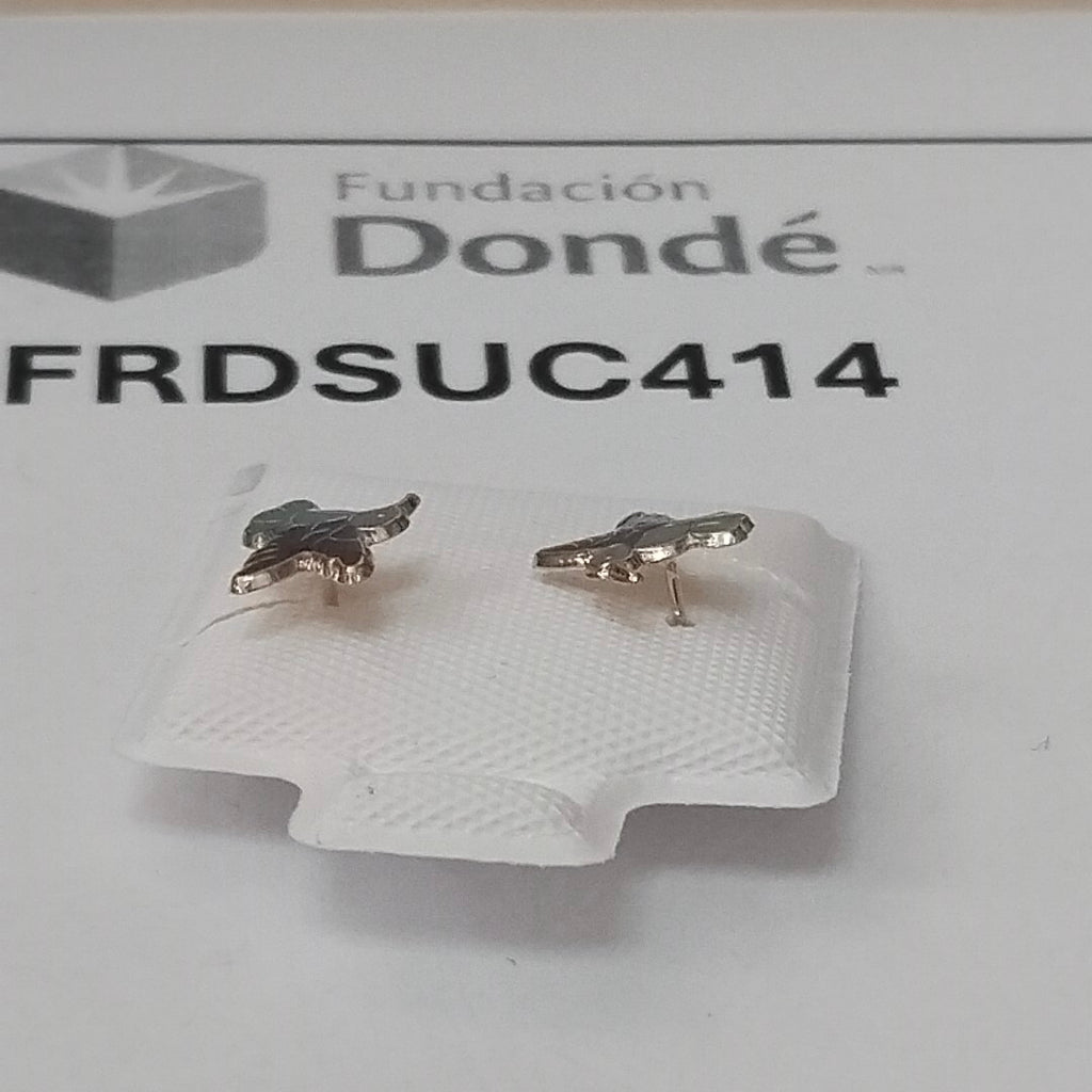 BROQUELES BROQUEL FIG COLIBRI ESMALTE AZUL 14K 0.2138 GR (NUEVO)