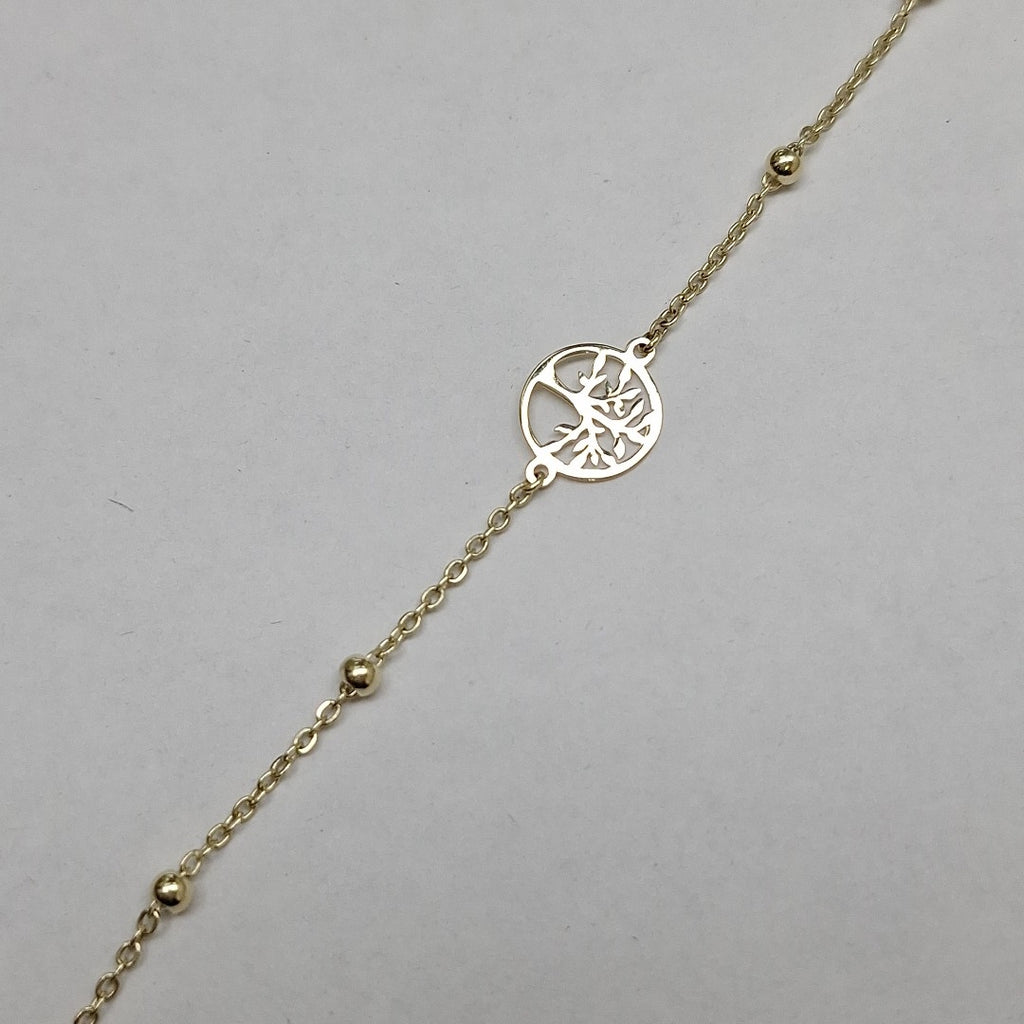 PULSERA TEJIDO ESPECIAL ARBOL 14K 18 CM 1.8 GR (NUEVO)