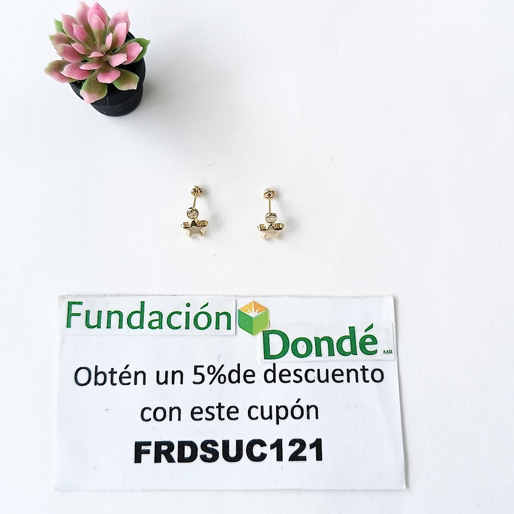 BROQUELES BROQUEL FIG ESTRELLA C CIRCONIA 14K 0.2603 GR (NUEVO)