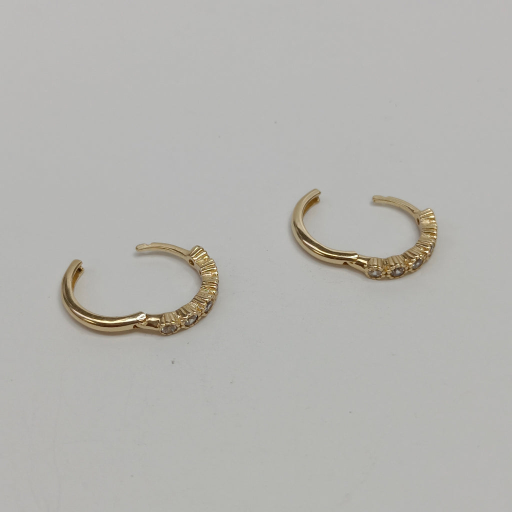ARETES HUGGIES C CIRCONIAS 14K 2 GR (NUEVO)