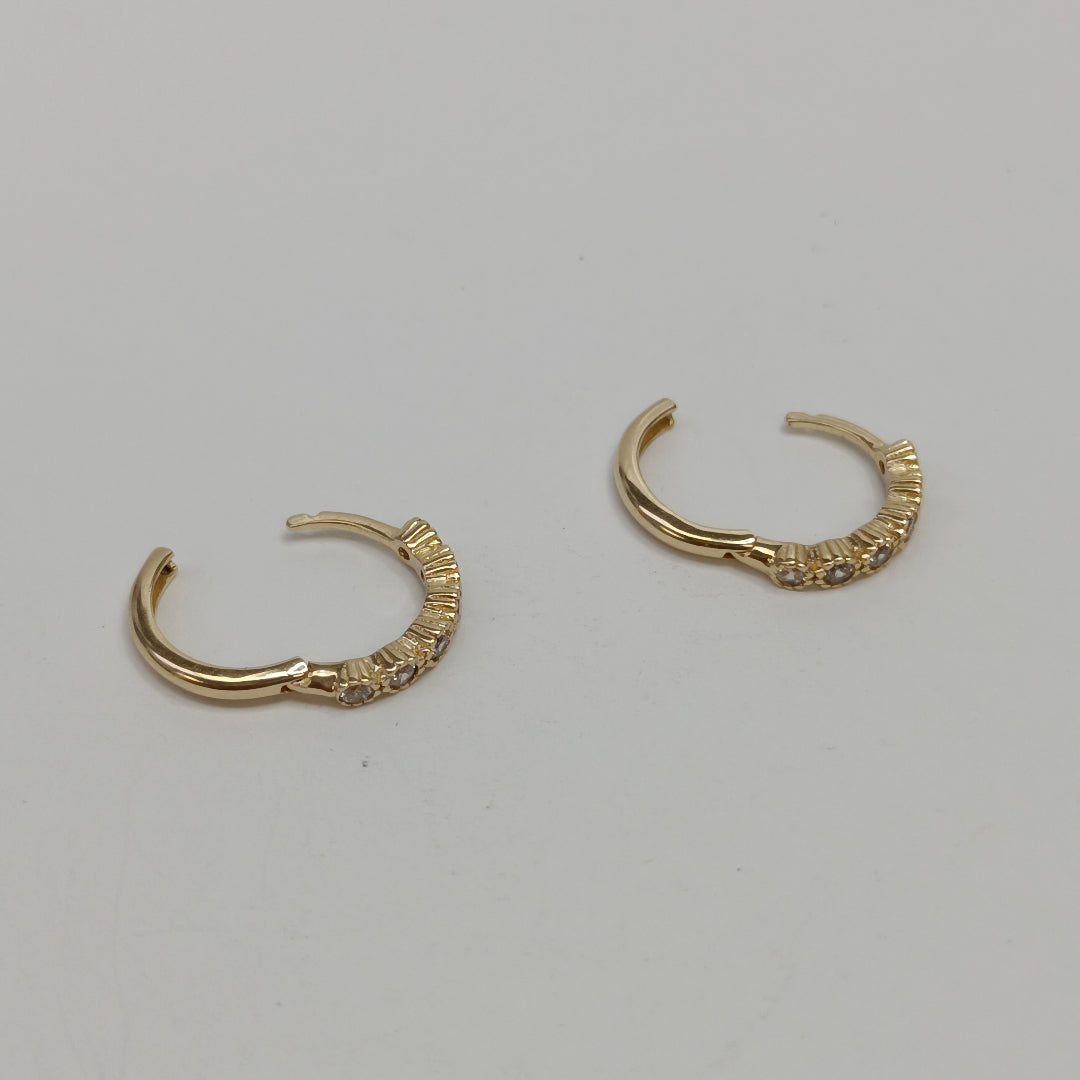ARETES HUGGIES C CIRCONIAS 14K 2 GR (NUEVO)