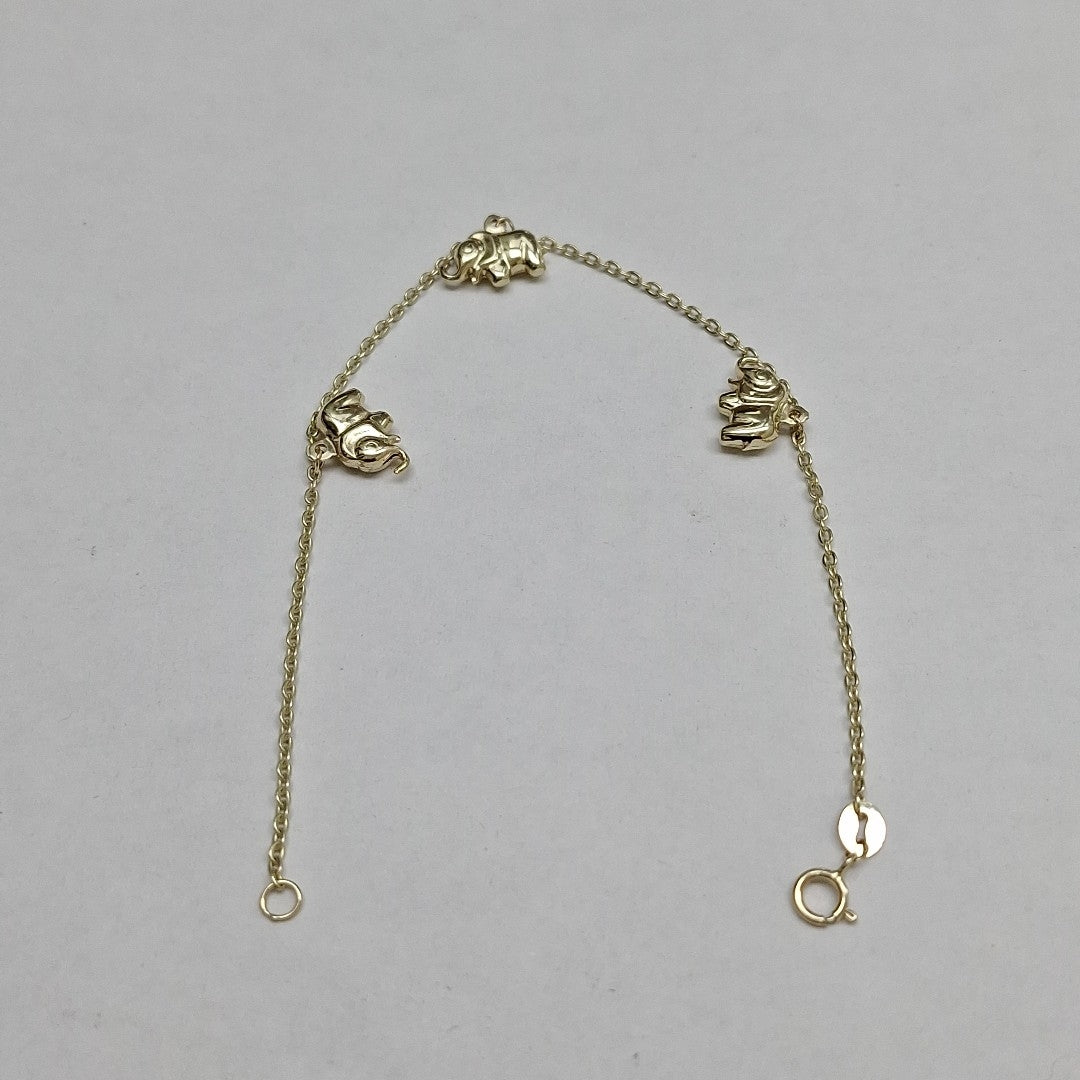 PULSERA ESPECIAL CON DIJES ELEFANTES 10K 18 CM 2.1 GR (NUEVO)