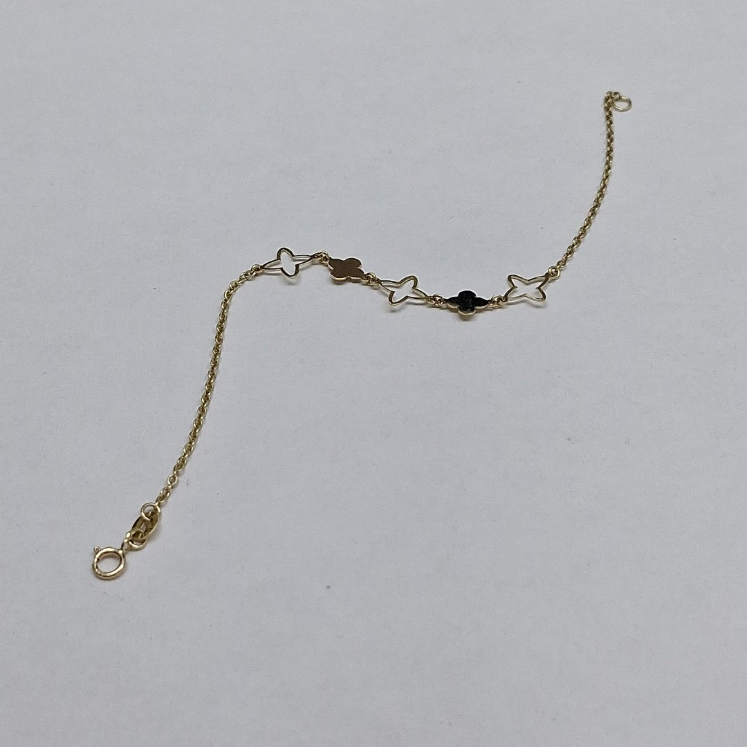 PULSERA TEJIDO ESP CON TREBOL 14K 18 CM 1.6 GR (NUEVO)