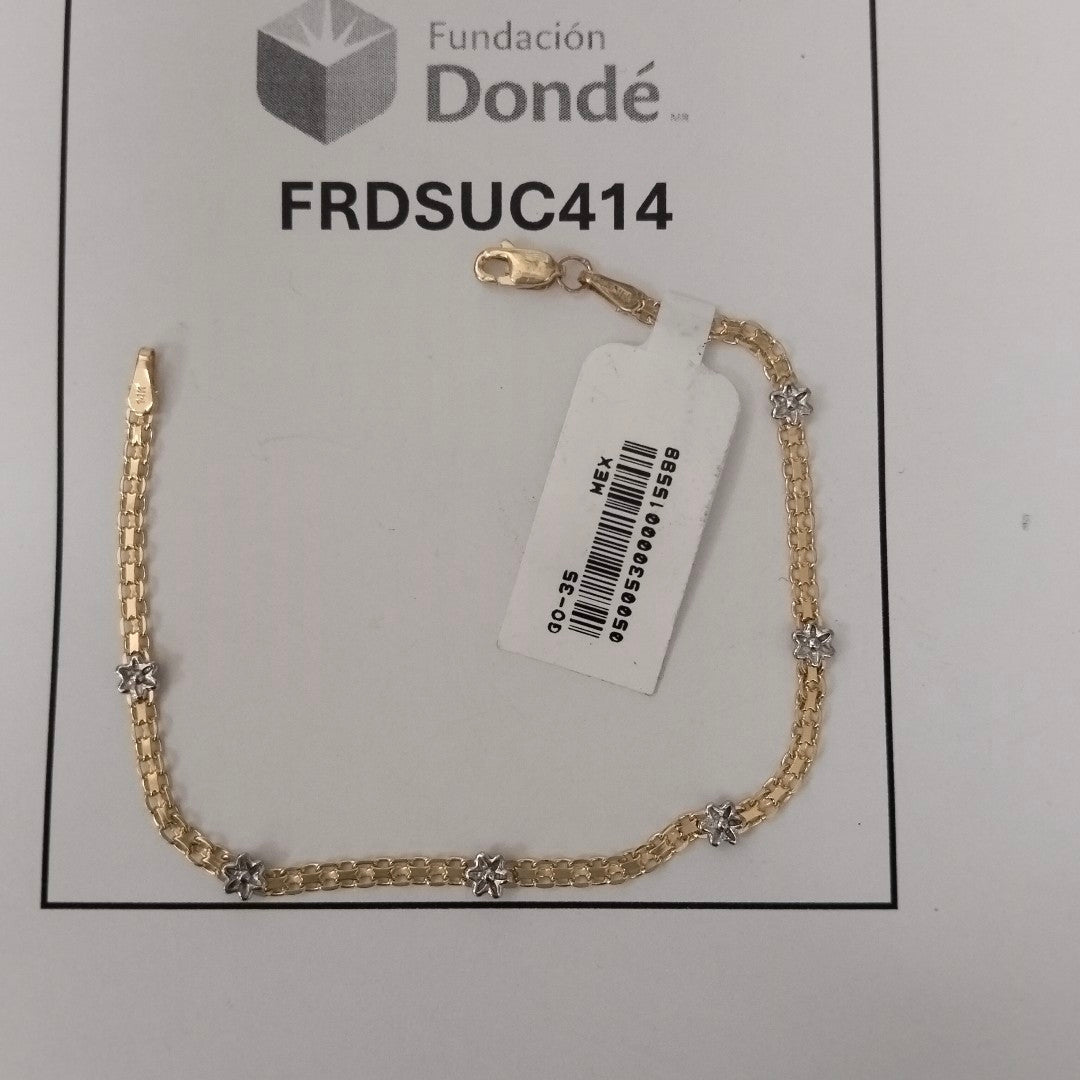 PULSERA ESPECIAL C FLORES 14K 18 CM 3 GR (NUEVO)