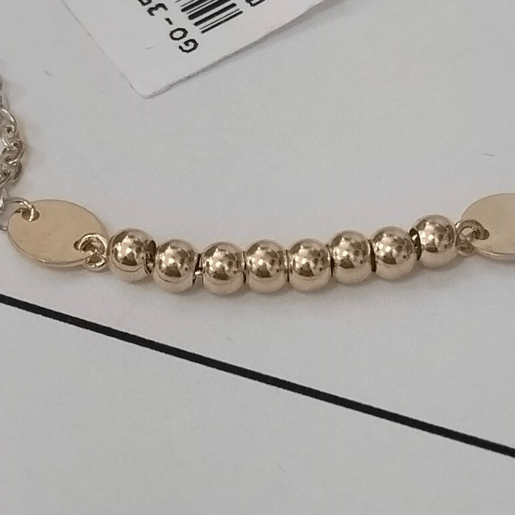 PULSERA TEJIDO ESPECIAL CON BOLITAS 14K 18 CM 1.8 GR (NUEVO)