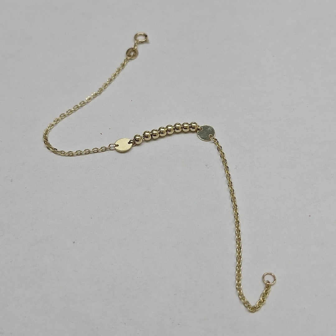 PULSERA TEJIDO ESPECIAL CON BOLITAS 14K 18 CM 1.7 GR (NUEVO)